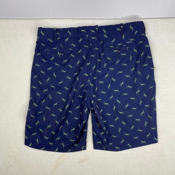 RLX Ralph Lauren Golf Performance Blue with Grasshopper Print Shorts Size 36x10 - Picture 5 of 5